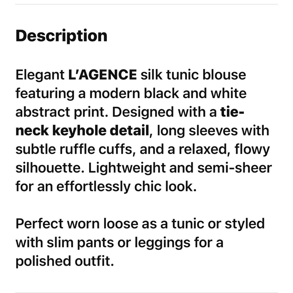 L'AGENCE Black and White Blouse Size 8 - Picture 15 of 16